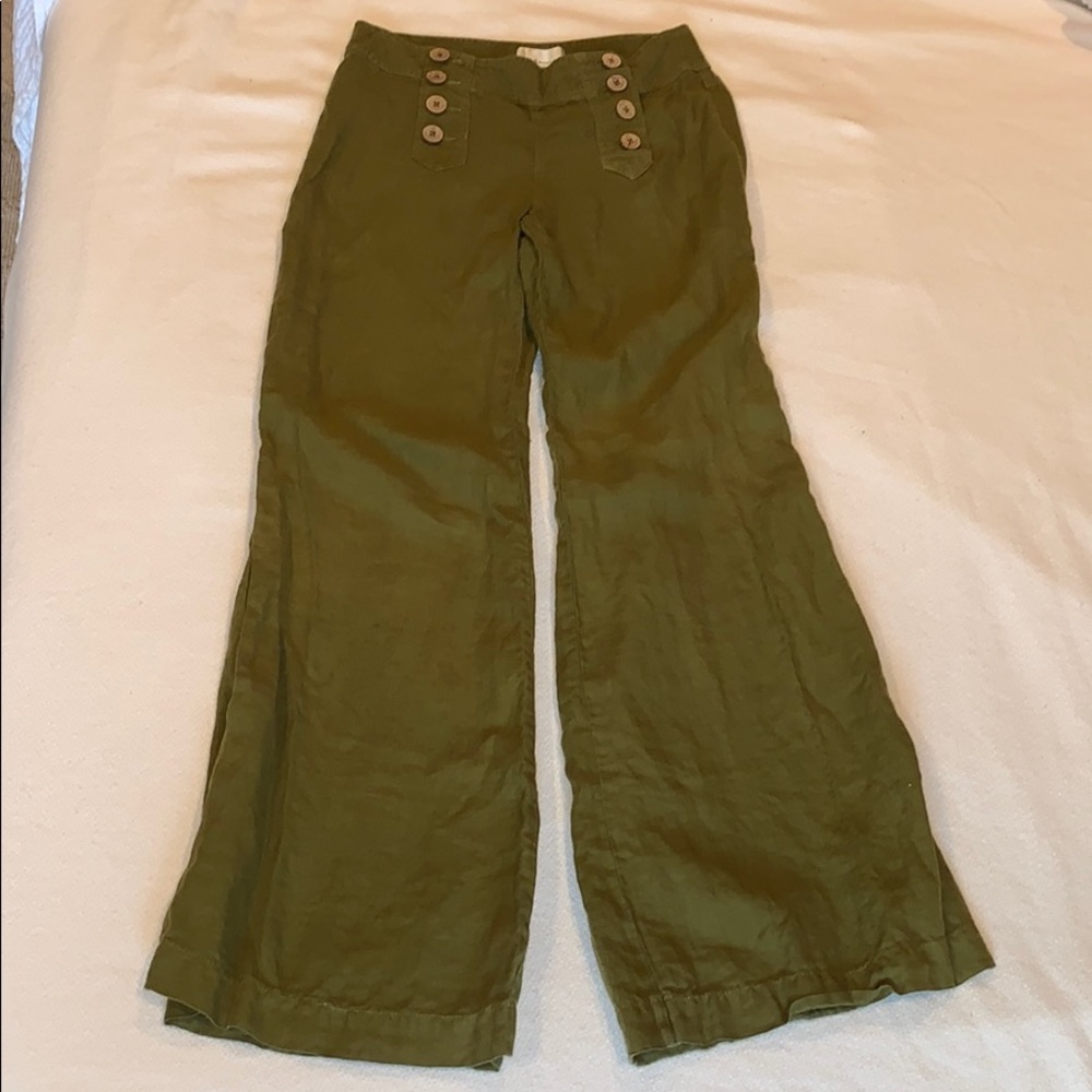 Anthropologie Elevenses Linen Sailor Pants Sz 6